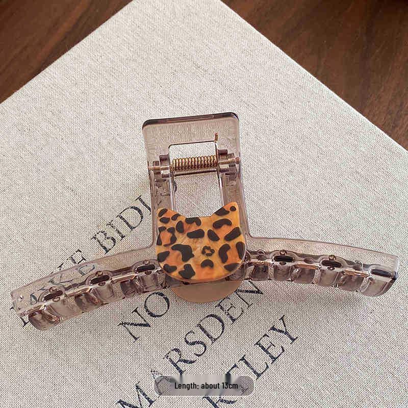 Leopard Print Cat Hair Clip for Women - Versatile and Fashionable Updo Claw Clip