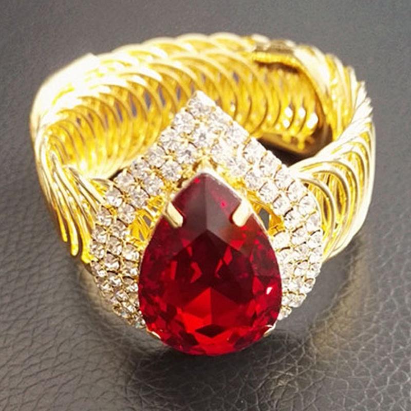 Pulseira de ouro com pingente de zircônia e strass em forma de coração para mulheres, pulseiras vintage abertas de luxo para festa