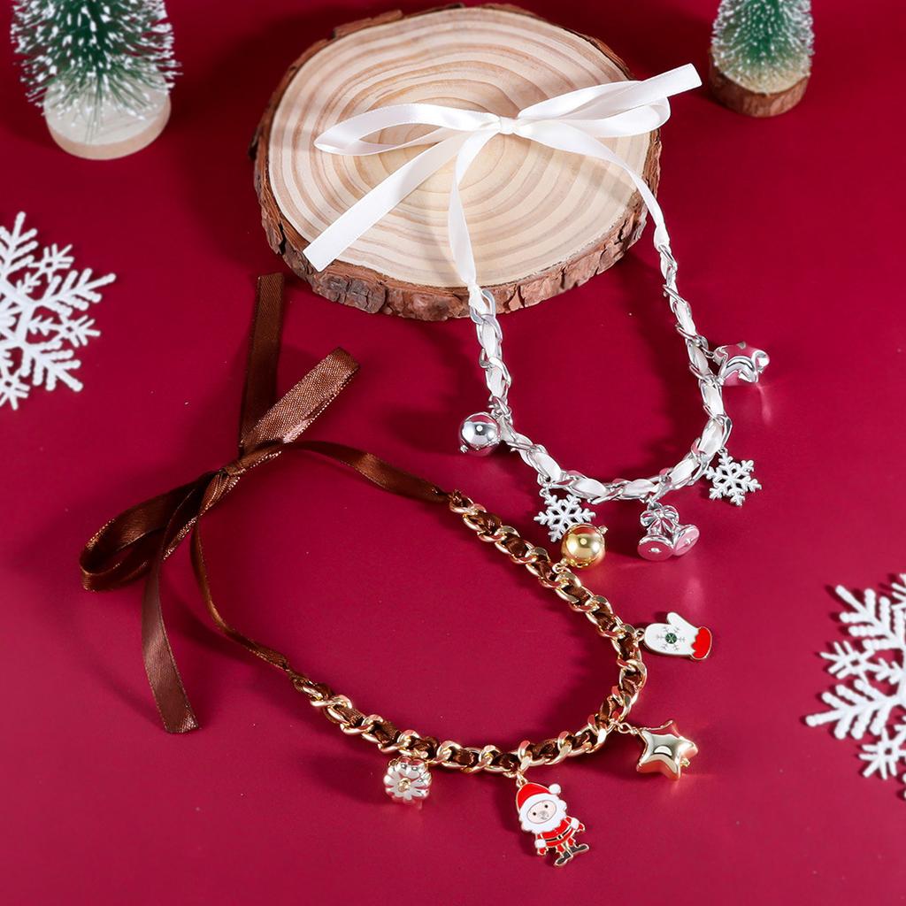 Snowflake Santa Pendant Trendy Creative Collarbone Chain Necklace