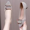 Fashion Women High Heels Shoes Outdoor Pointed Toe Square Heel Shallow Pumps Fashion Mesh Chunky Slip-on Office Shoes Zapatos De Mujer