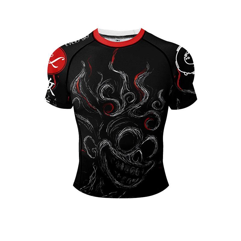 Men Women BJJ Rash Guard "No Taps Only Naps" Print, Quick Dry Jiu-Jitsu MMA Compression Training Short Sleeve Shirt