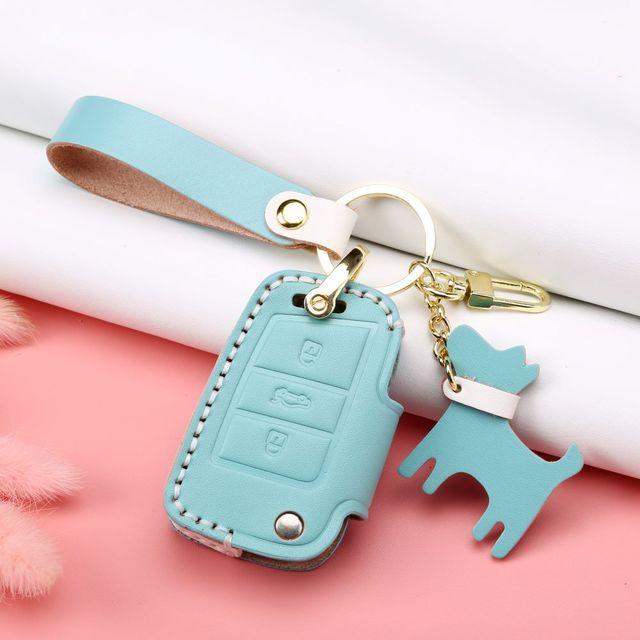 For Volkswagen VW Passat B8 Polo Tiguan Skoda Superb KODIAQ Leather Car Key Case Cover Car Remote Key Holder Fob Shell Accessory