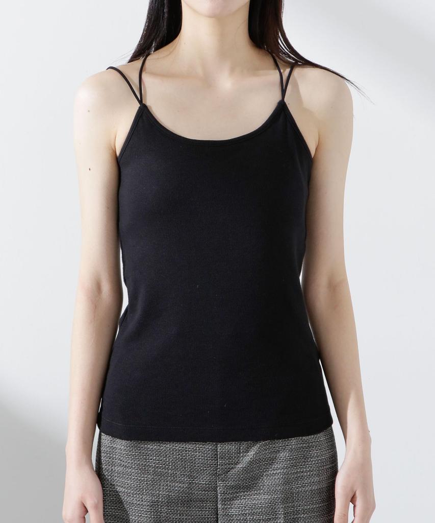 Nano Universe Back Cross Camisole with Size Women's Cups, M, 010, Black, 669-5124311