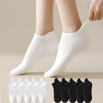 5 Paia/Confezione Calzini alla Caviglia Donna 100% Cotone Invisibili Assorbenti Sudore Bambina Corti Tipo Barca Calzini Bianchi