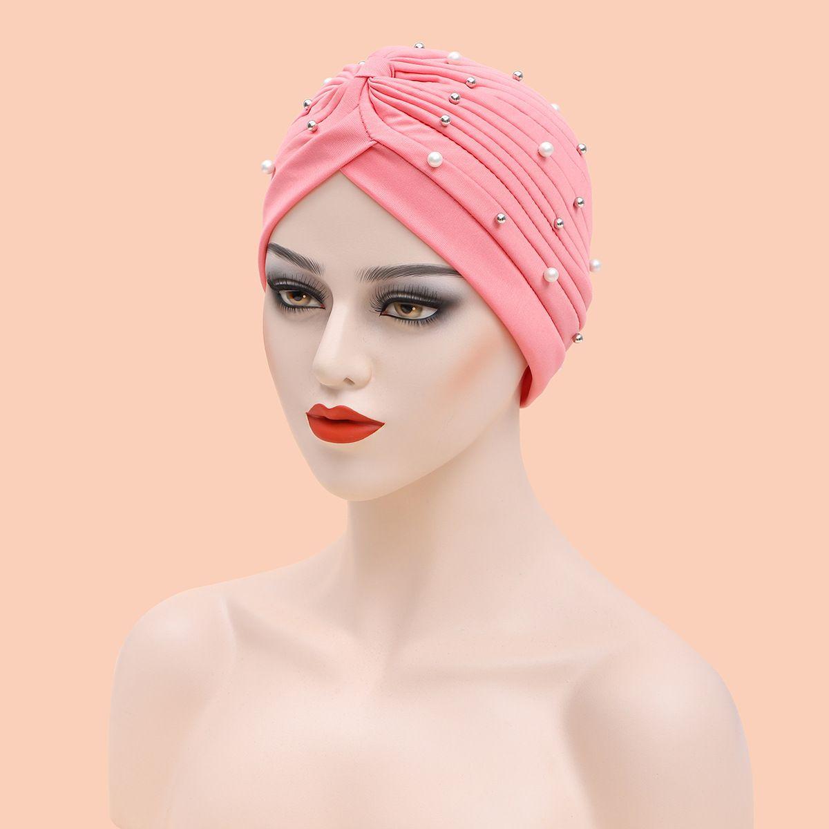 

Pearl Islamic Inner Hijab Caps Arab Wrap Head Solid Folds Muslim Turban Scarf Musulman Turbante арбуз красный