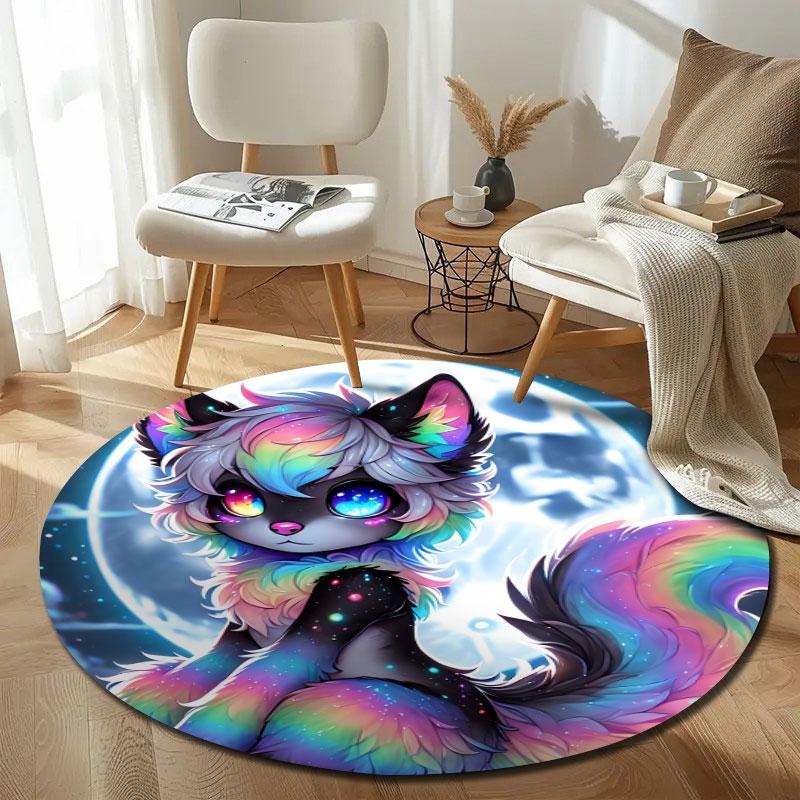 Goldfish Swimming Circular Rug, Orange Aquarium