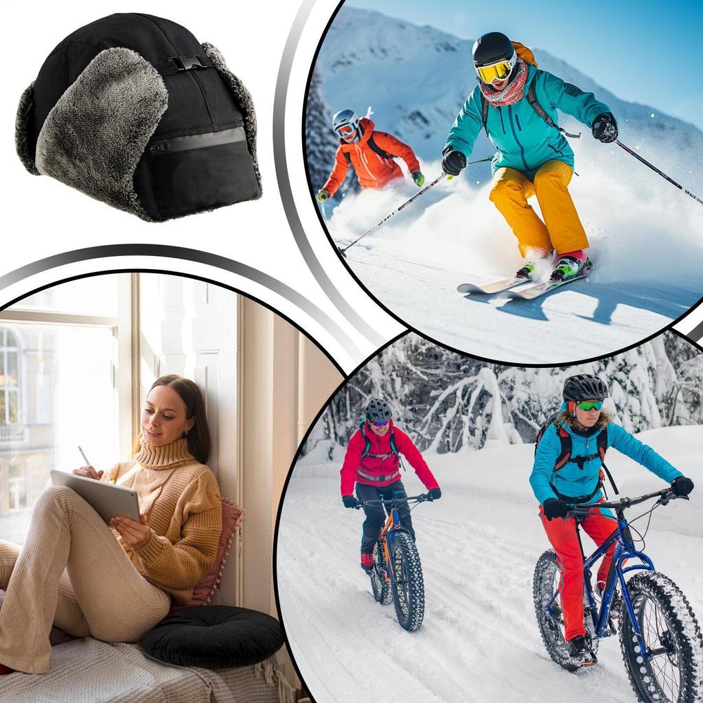 Winter Hat Heated Beanie 3 Temp Settings Warm Headgear Windproof Thermal Ear Protection Hat for Fishing Camping Backpacking