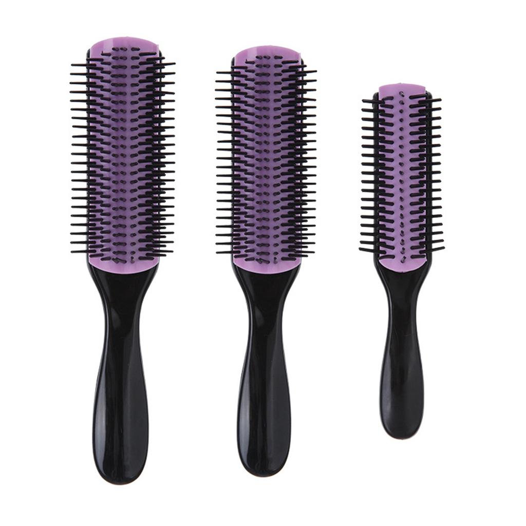 9 Row Cushion Hair Brush for Natural Curly Hair 3 Sizes Detangling Comb for Volumizing and Shaping Curls Gentle Defining Wide Teeth