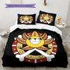 One Piece Jolly Roger Logo Pattern Bedding Quilt Set Quilt Cover Pillowcase Home Birthday Gift(1 * duvet cover + 2 * pillowcase, without core)