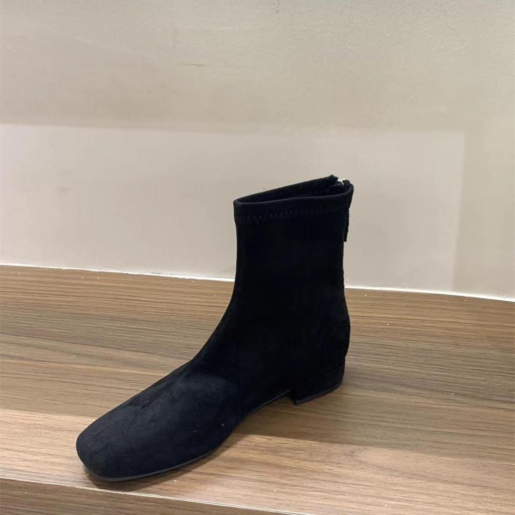 Short Boots Women's Spring and Autumn Single Boots 2025 New Versatile Simple Thick Heel Martin Boots Suede Korean Small Ankle Boots Thin Boots