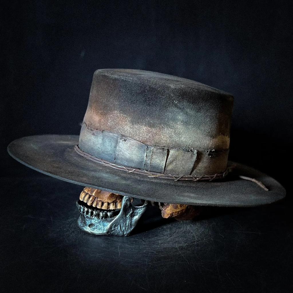 Chapéu de Feltro Retrô Masculino e Feminino Chapéu de Coco Antigo Decoração de Fita Europeia e Americana Chapéu de Feltro 100% Lã