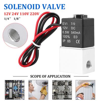 Válvula Solenóide Elétrica 1/4" 1/8" DC 12V 24V 110V 220V 2 Vias Normalmente Fechadas Válvulas Pneumáticas de Ação Direta Para Água Ar Gás