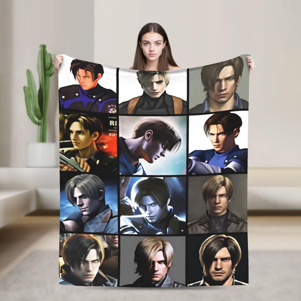 Leon Kennedy Blanket Adults  Flannel Throw Blanket For Sofa Home Comfortable Design Quality Bedspread Gift