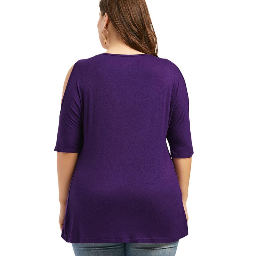 

Women Crochet Stitching Cold Shoulder V Neck Short Sleeves Blouse xxl