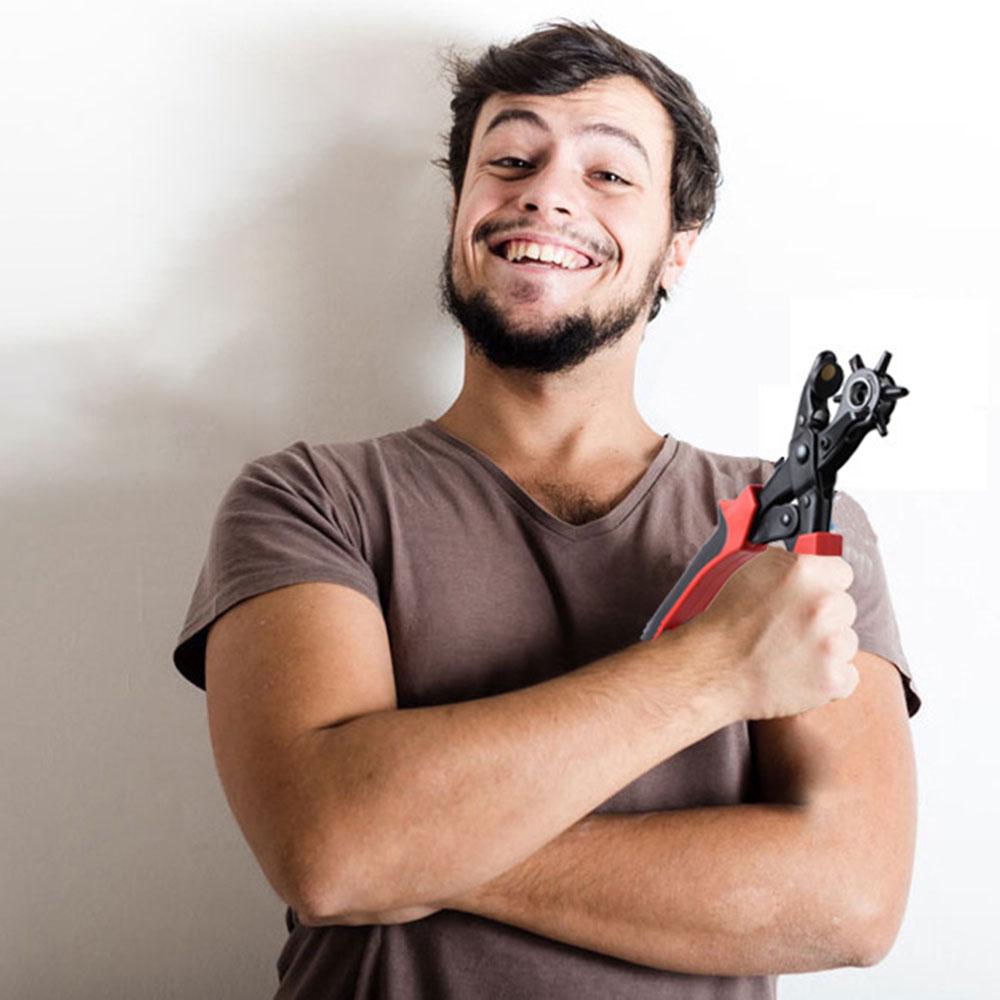 Portable Durable MultiFunction Belt Punch Manual LaborSaving Round Hole  Elliptical Hole  Flat