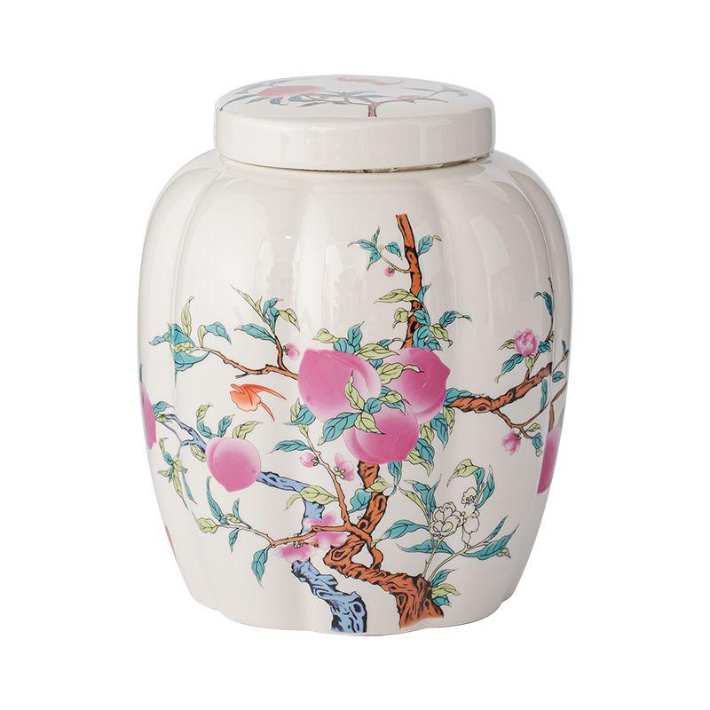 Creative Ink Landscape Pattern Ceramic Tea Caddy with Lid Sealed Moisture-proof Storage Jar Countertop Crafts Decoration Jar
