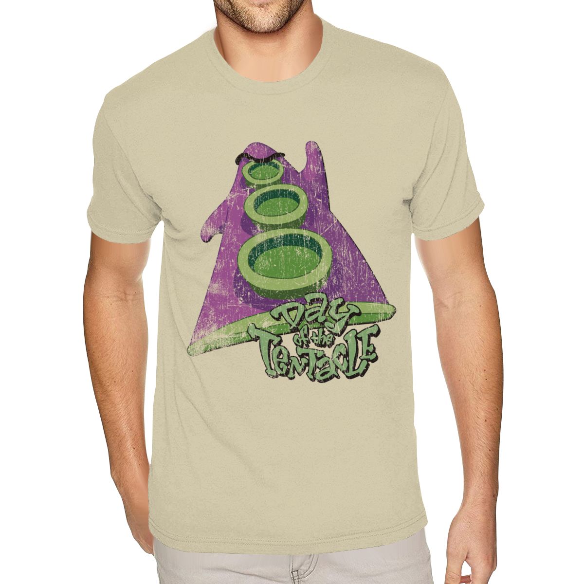

3D Printed Day Of The Tentacle (Distressed) Tees Custom Short Sleeve Valentine s For Men Small Size Black T-shirts 4XL