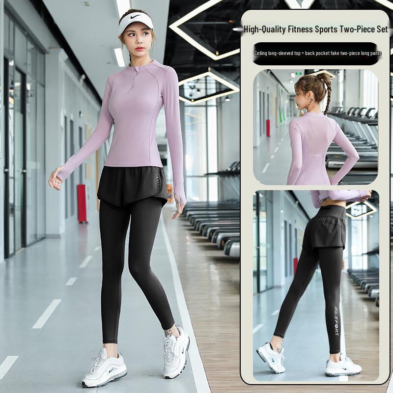 

WEZHO Women s Quick-Dry Long Sleeve Yoga & Running Sportswear Set