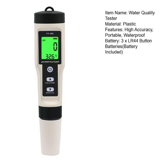 PH Meter Digital Water Quality Tester High Accuracy Waterproof Battery Powered Portable