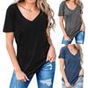 Women's Casual Fashion V-Neck Tops Short-Sleeved Pocket Loose T-Shirt