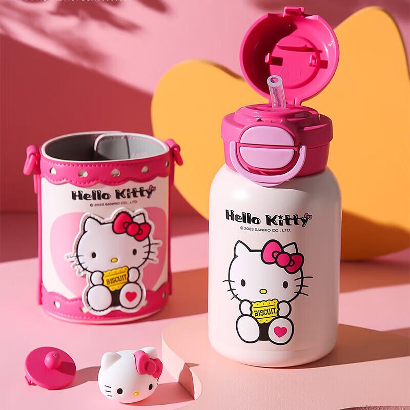 BEDDYBEAR Hello Kitty Kids Double-Drink Insulated Water Bottle with Straw - 600ML