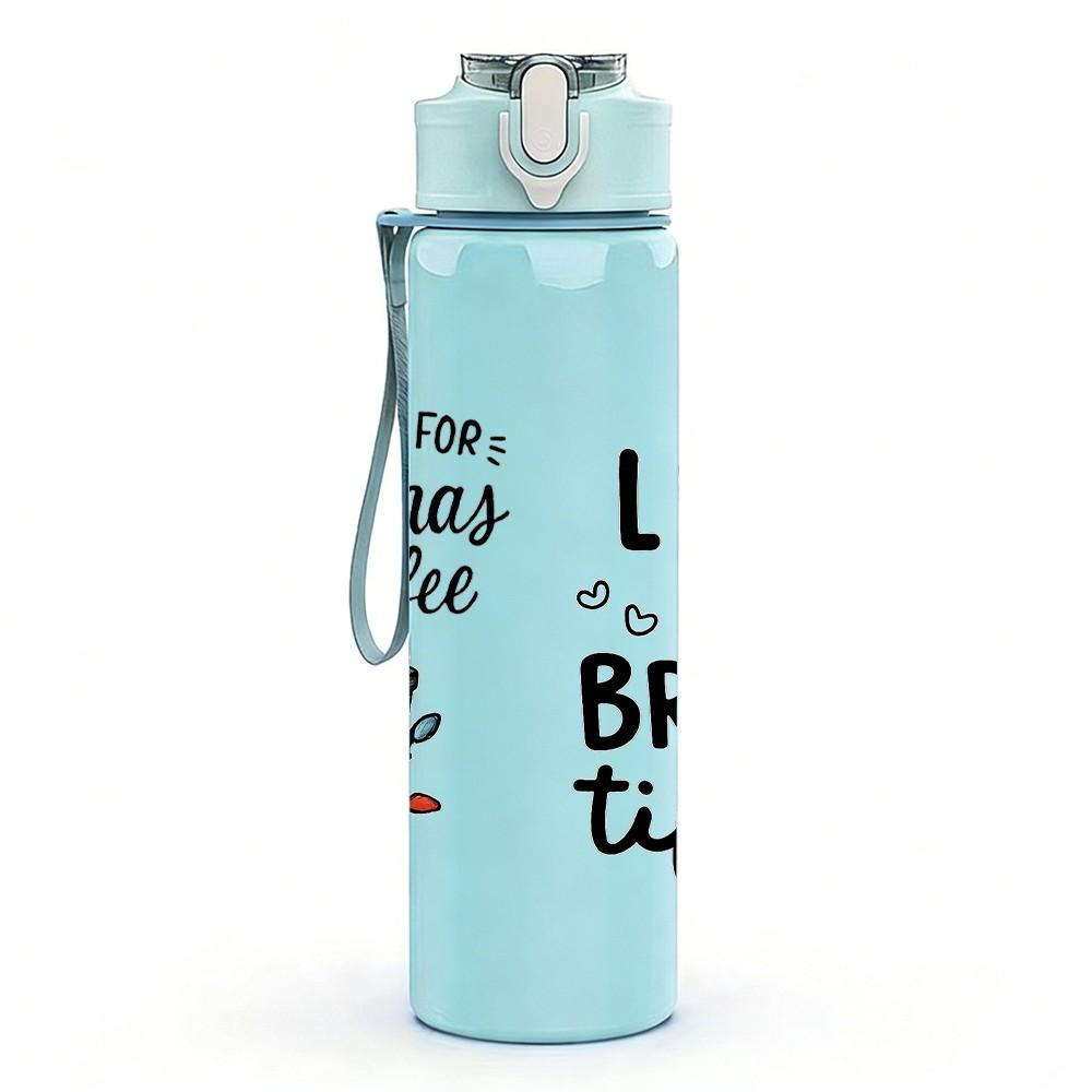 1PC Coffee Life Quote 750ml Color Plastic Sports Water Bottle Leakproof Flip Straw Lid Suitable for Sports Office Home Use
