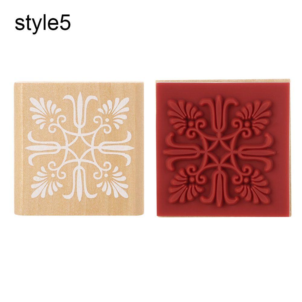 Retro Square Wooden Rubber Floral Stamps DIY Craft Scrapbooking Making Decorative Vintage Chinese Style Flower Stamping Tools