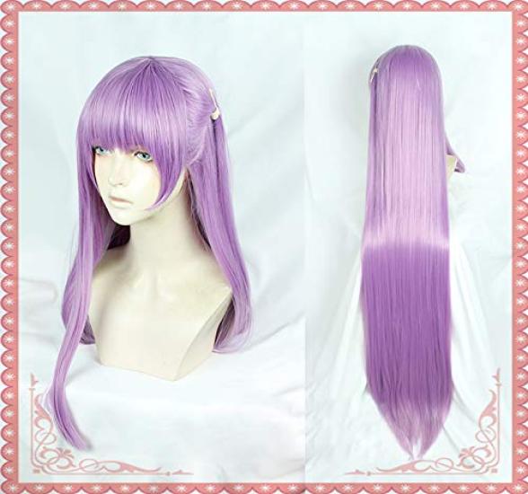 Cosplay Perfect for Parties and Plus 2 Bonus Items Heat-resistant Wig, "Second Castle," Purple, Long, Straight, Costumes,