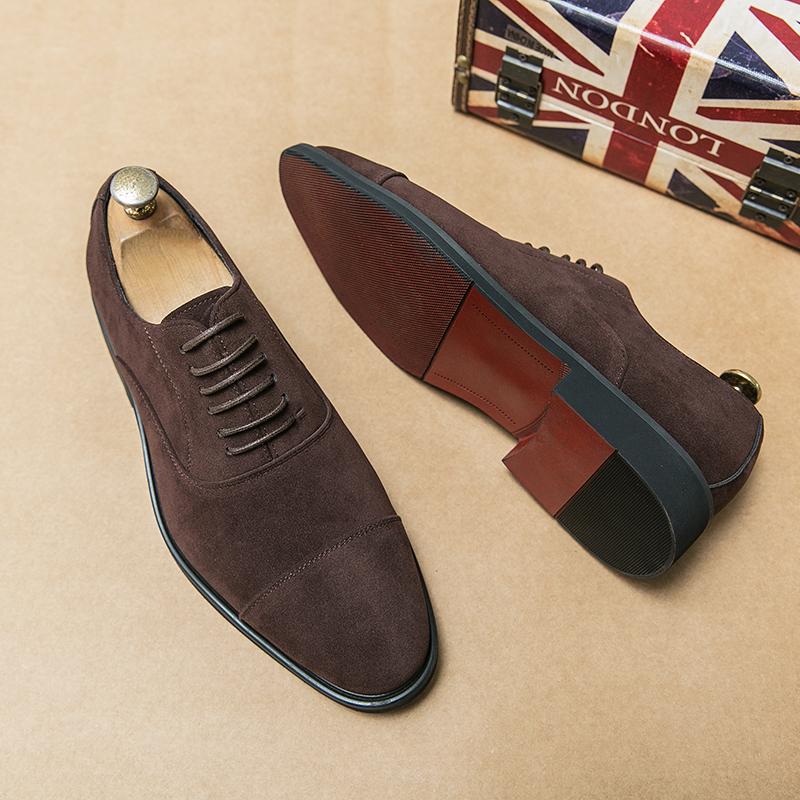 New Red Sole Men Shoes Black Flock Derby Shoes Breathable Lace-up Handmade Men Shoes  Chaussures Pour Hommes