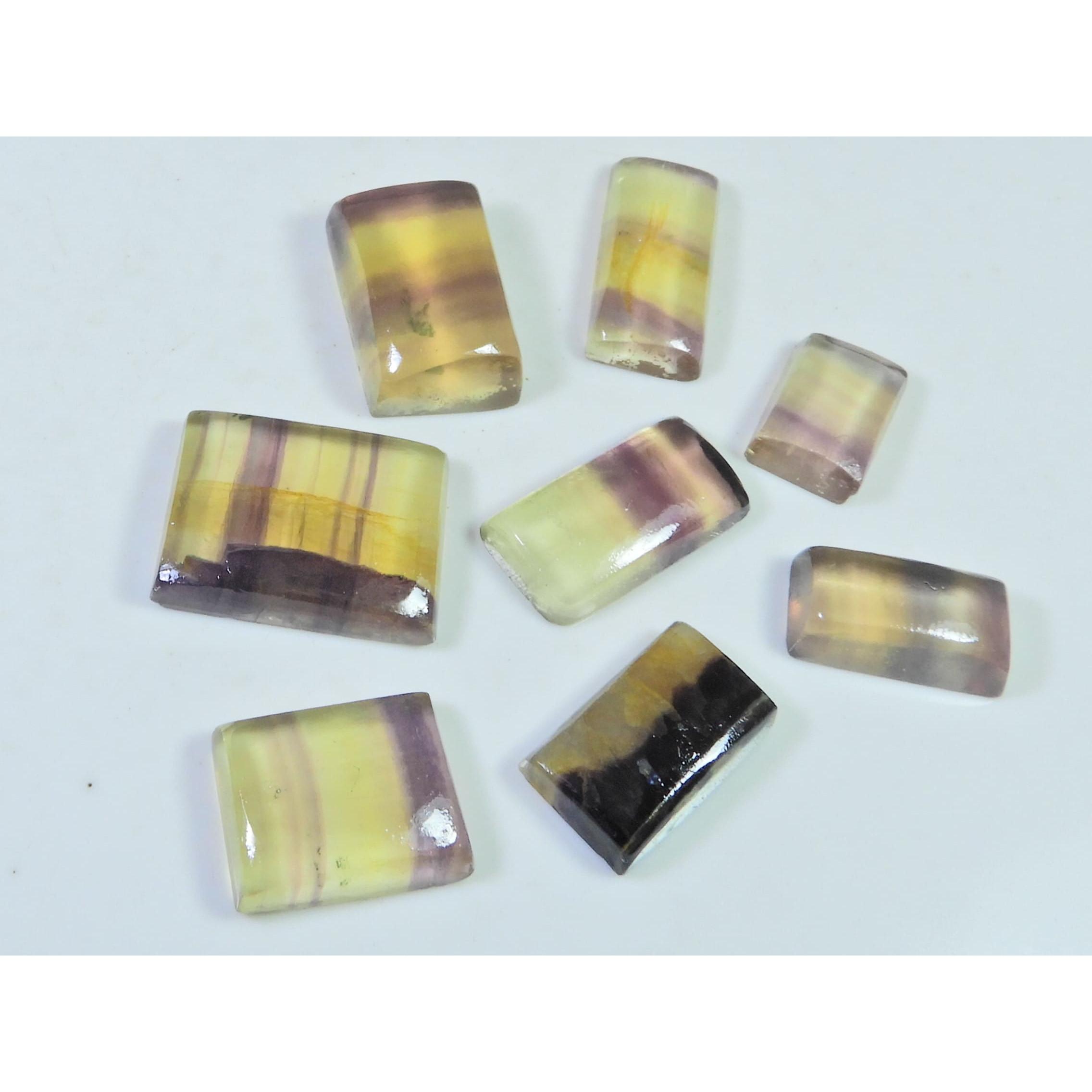 

143Cts. Natural Rainbow Fluorite Octagon Cabochon Loose Gemstone 08 Pcs Lot C-919
