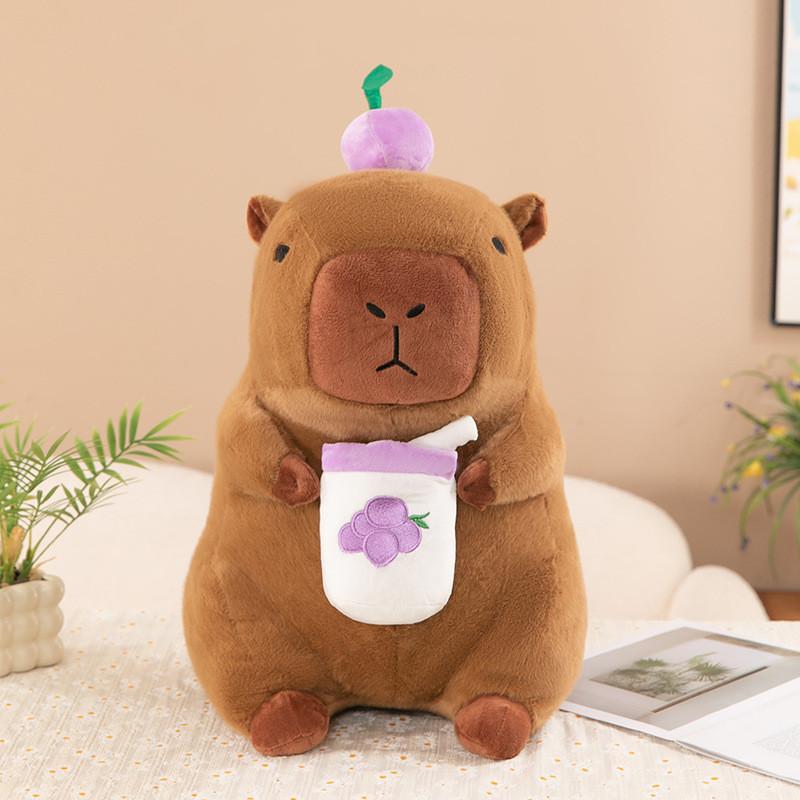 Milk Tea Fruit Cup Capybara Plush Toy Dolls Room Decoration Grape Cherry Carrot