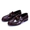 Fashion Black Genuine Leather Men's Shoes Loafers Pointed Toe British Design Horse Collar Buckle Lazy Patent Leather Dress Shoes