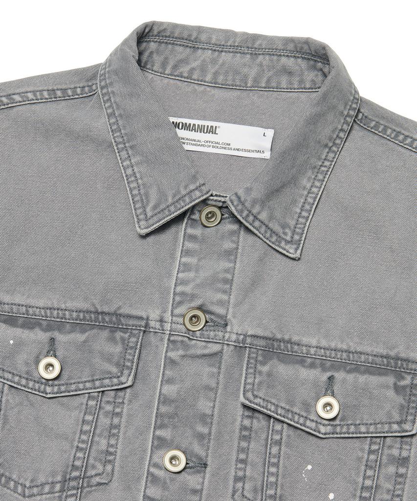 NOMANUAL Painted Trucker Jacket - Washed Gray
