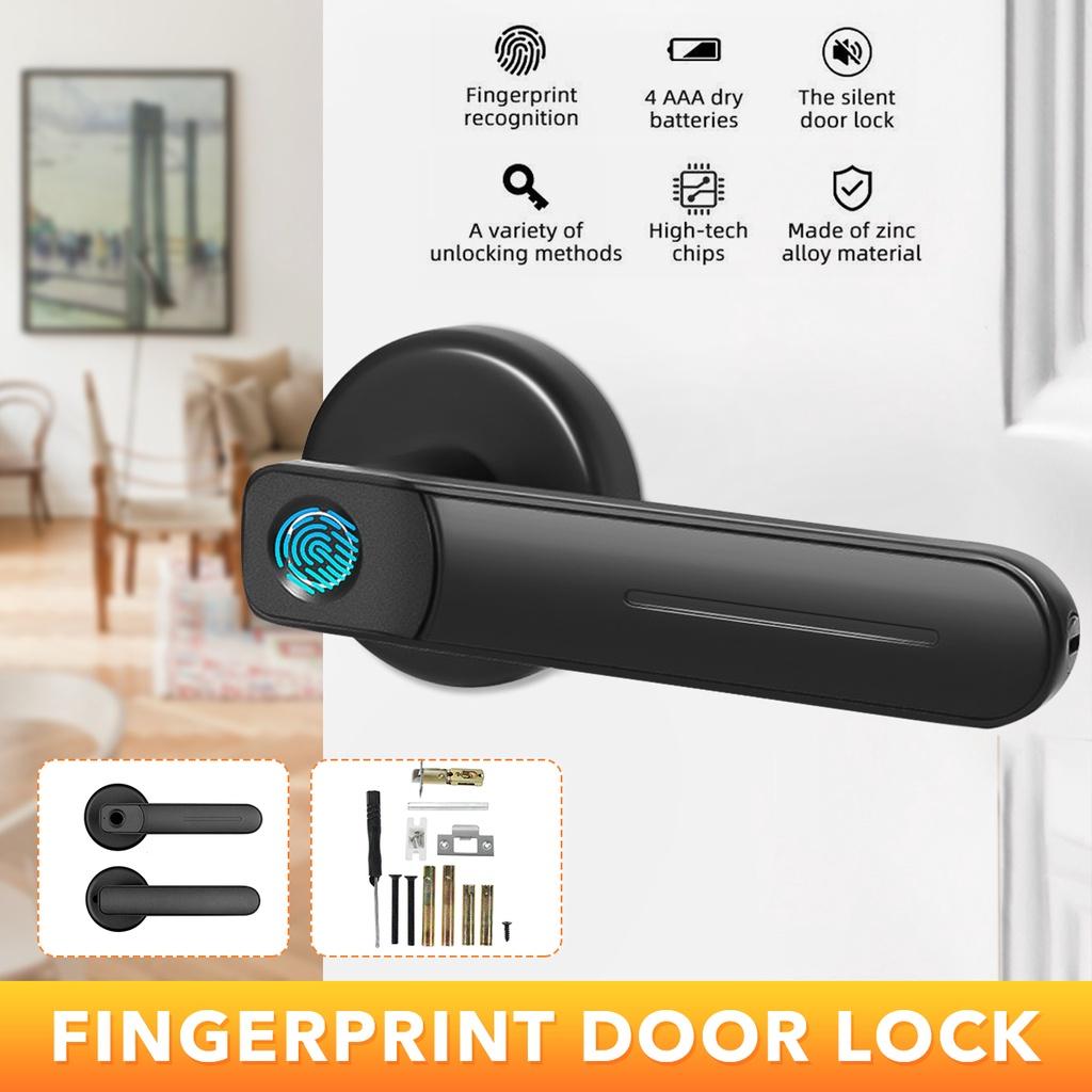 Schwarzes Fingerabdruck-Türschloss Keyless Entry Sicher Zuhause Biometrisches Fingerabdruck Elektrischer Griff Türschloss Smart Home Türschloss