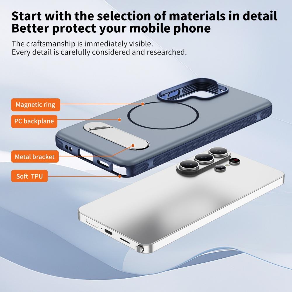 Frosted Magnetic Metal Holder Phone Case For Samsung S26 S25 Ultra S24 S26 S23 Plus S25 FE For Magsafe Wireless Charging Cover