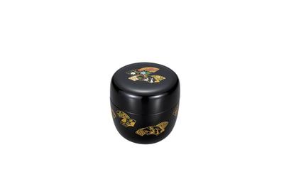 Nakatani Brothers Company Yamanaka Lacquerware 2.2cm Natsume (with Inner Lid) Black Fan-shaped 37-3307