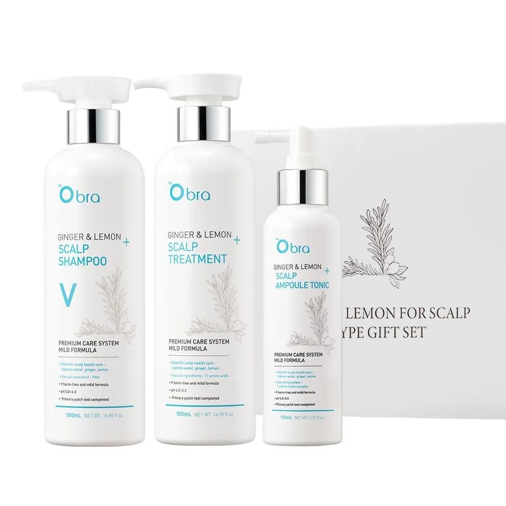 obra Ginger & Lemon 3-Piece Gift Set (Shampoo & Treatment: 500mL / Ampoule Tonic: 150mL)