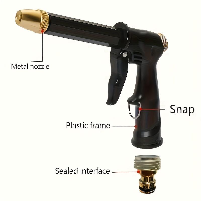 1pc Black Plastic Body Copper Plated Front Plate Machine High-pressure Car Wash Water Gun Household Shower Car Wash Water Gun