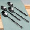 4x Schwarze Cocktail-Löffel Lange Dessert-Löffel für Eis Kaffee-Löffel Set