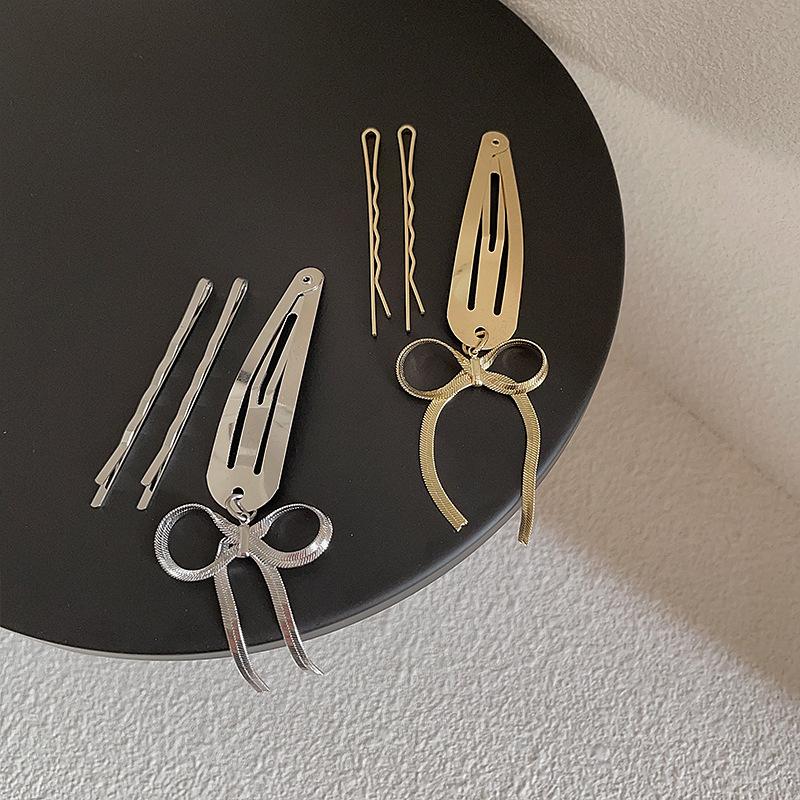 Metall Schleifenanhänger Haarnadel Set Damen Nische Vielseitiges Temperament Bb Clip Pony Clip Seitenclip