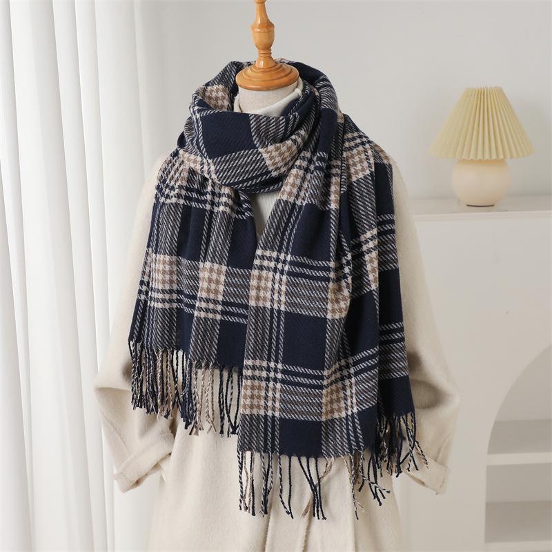 Maillard Style Sub-autumn and Winter Warm and Cold Scarf Shawl Commuting Versatile Couple Fringed Imitation Cashmere Scarf
