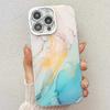 Electroplating Fine Hole Marble Pattern Suitable for IPhone16promax Mobile Phone Case IMD Apple 15 Anti Fall Protection Case