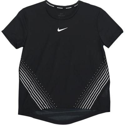 Sports Lifestyle Series Lässig Atmungsaktiv Gestreift Rundhals Feuchtigkeitstransportierend Schnelltrocknend Kurzarm T-Shirt Damen T-Shirts Schwarz AQ5205-010