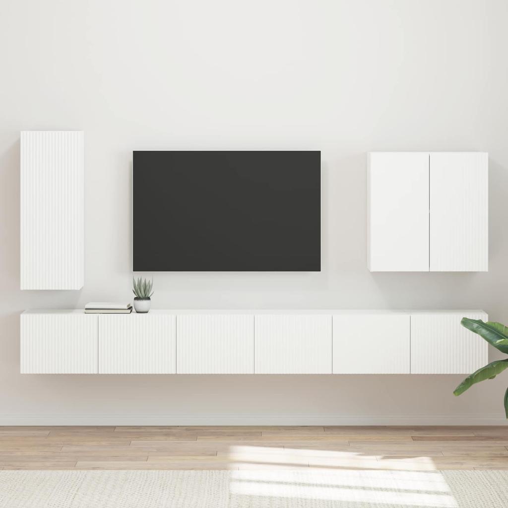 TV Wall Shelf Set Wall Mounted 6 pcs White
