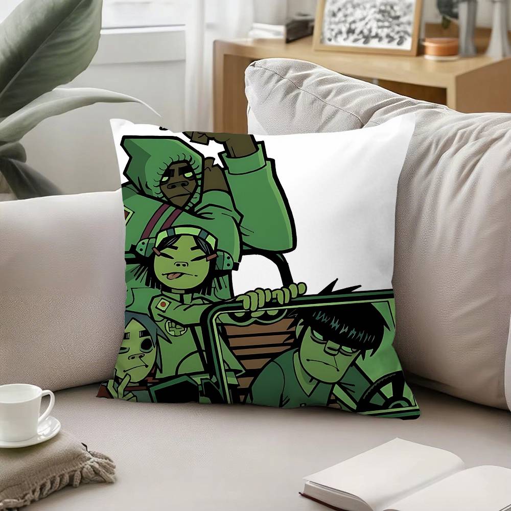 Band B-Gorillaz-W Örngott Kuddfodral Mjukt Sött Prydnadskudde För Bil Soffa Örngott Polyester Med Dragkedja