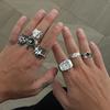 KunJoe 7Pcs/Set Punk Style Poker Watch Rings for Men Hip Hop Irregular Geometry Stars Knuckle Ring Street Jewelry Accessories