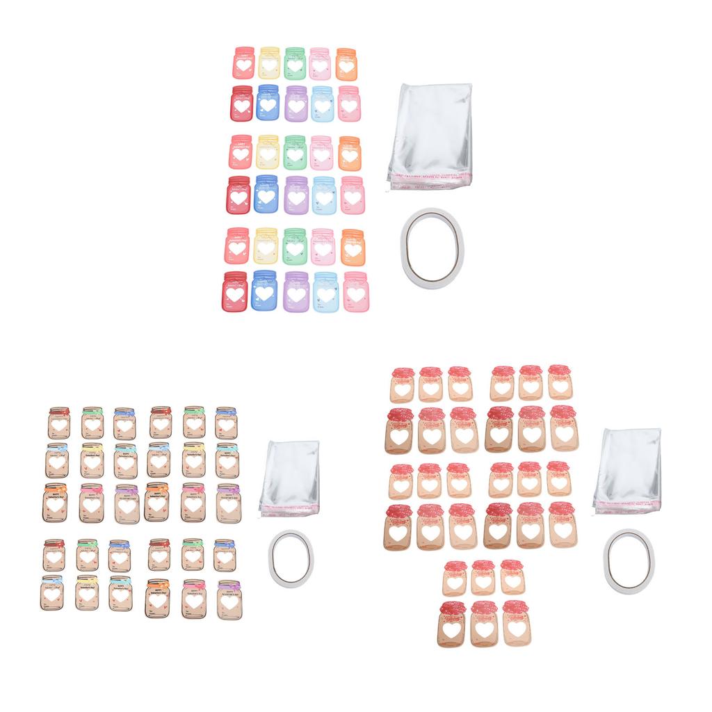 30PCS Valentines Day Cards for Kids Jar Gifts Exchange Valentine DIY Greeting Cards with Plastic Bag