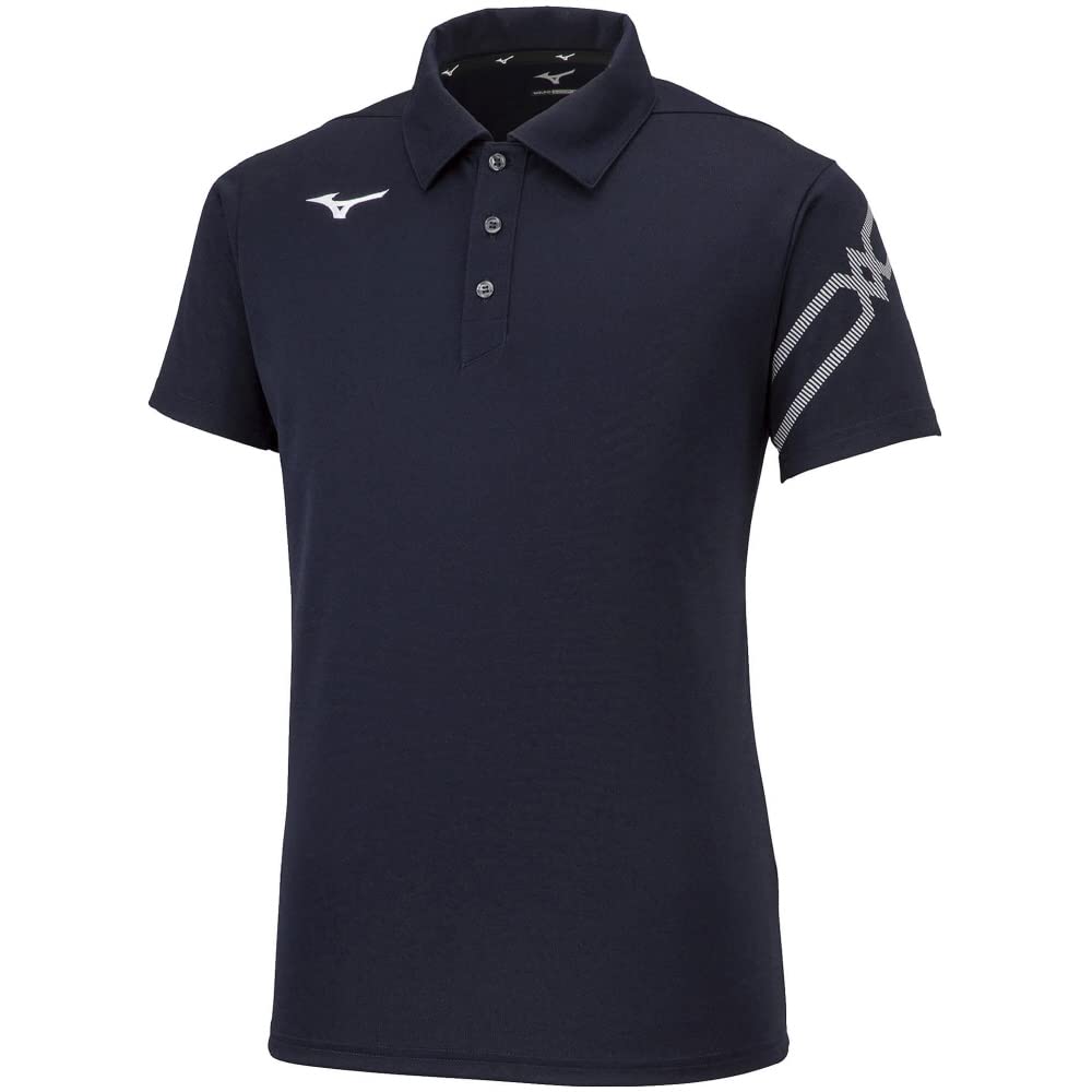 Mizuno Training Polo Standard Deep Size M Shirt, Sweat-Wicking, Quick-Drying, Fit, Deodorizing, Navy, (32MA2176)