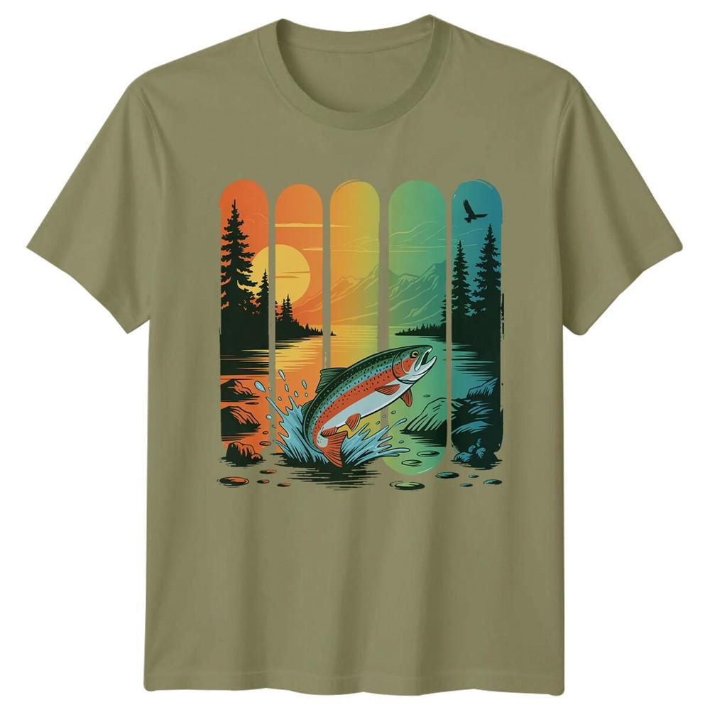 

Футболка мужская с рисунком прыгающей форели, рыбалка, животные, подарок рыбаку S