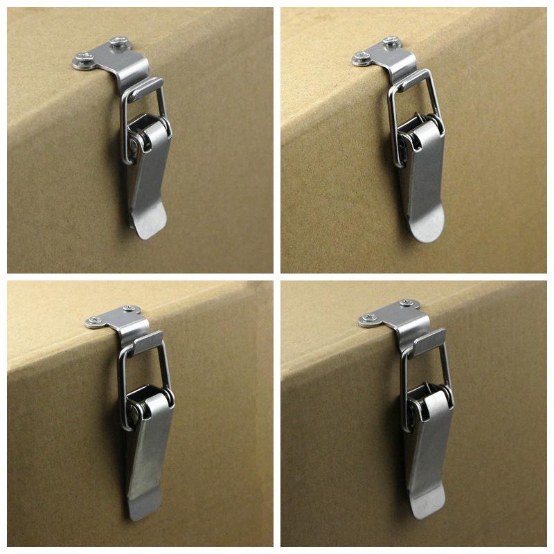 Stainless Steel Spring Loaded Draw Toggle Latch Clamp Clip Silver Hasp Latch Catch Clasp 90 Degrees Duck-Mouth Buckle Hook Lock